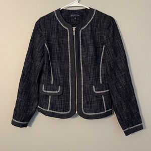 Jones New York Navy Textured Blazer‎ (A2-8)
